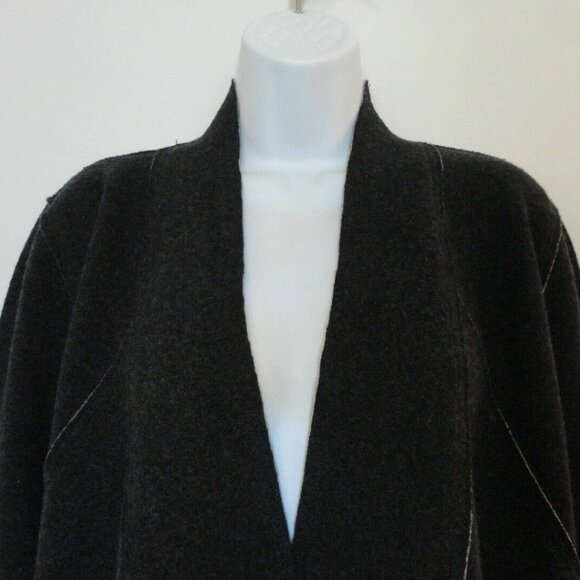 NWT EILEEN FISHER Charcoal Double knit Merino Wool Moto Long Jacket XL - Picture 3 of 7